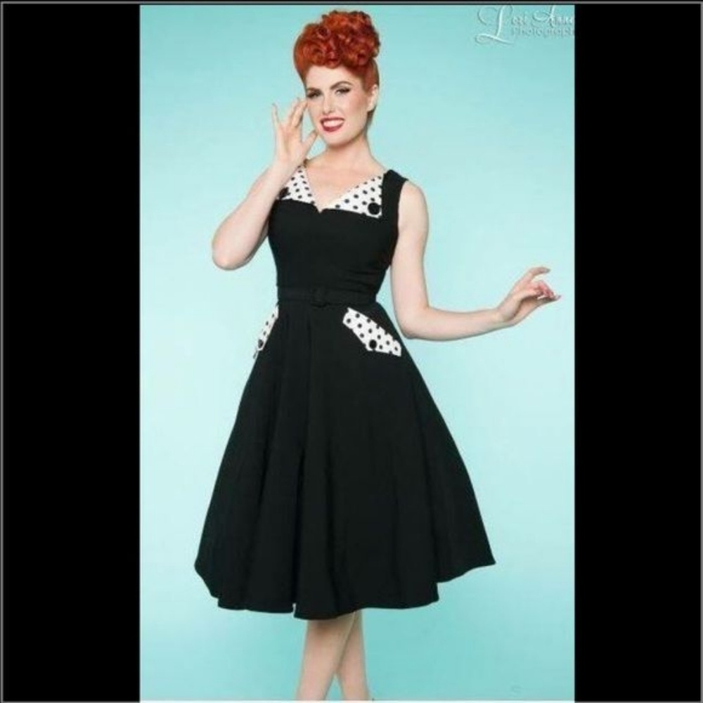 Black tatyana dress with polka dots